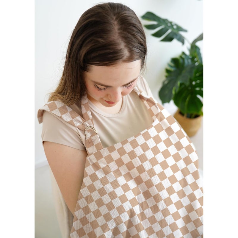 MairMore Muslin Nursing Covers for Breastfeeding, Privacy Breast Feeding Cover with Arch Neckline for Mom and Baby, Breathable 100% Cotton Nursing Apron Multi-use Stroller Cover - Image 2